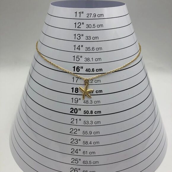 18K Gold Plated Women's Starfish Pendant Necklace Hypoallergenic Waterproof - Picture 10 of 12
